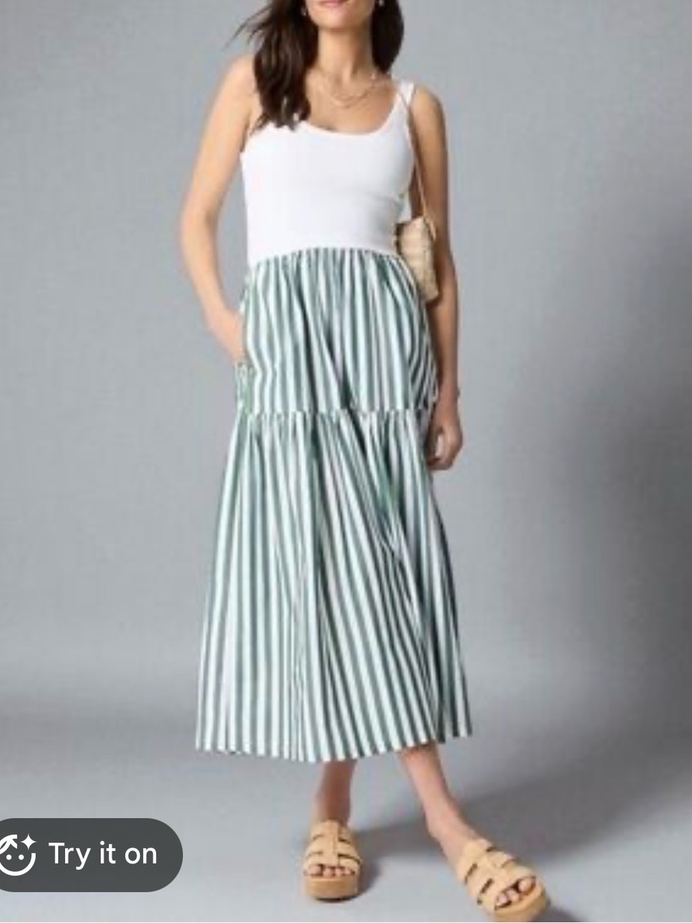 J. Crew Factory Tiered Mixed Media Midi Dress